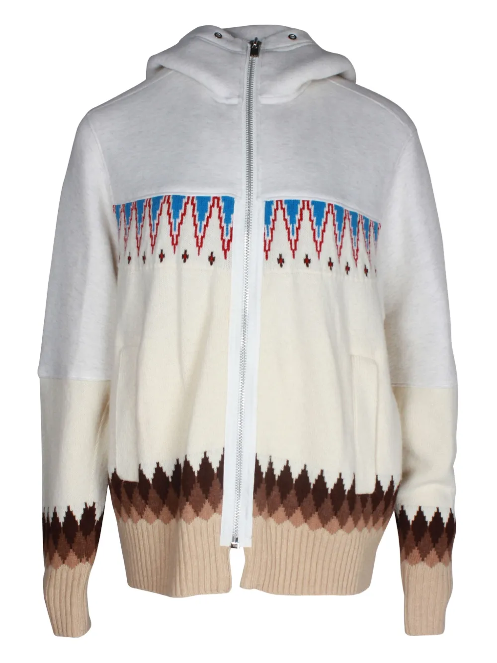 NIKE x SACAI tartan-pattern hooded jacket | White | Image 1