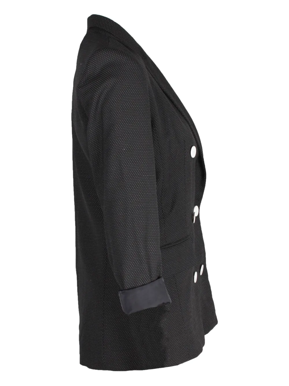 Pre-owned Sandro Polka-dot Double-breasted Blazer In Black