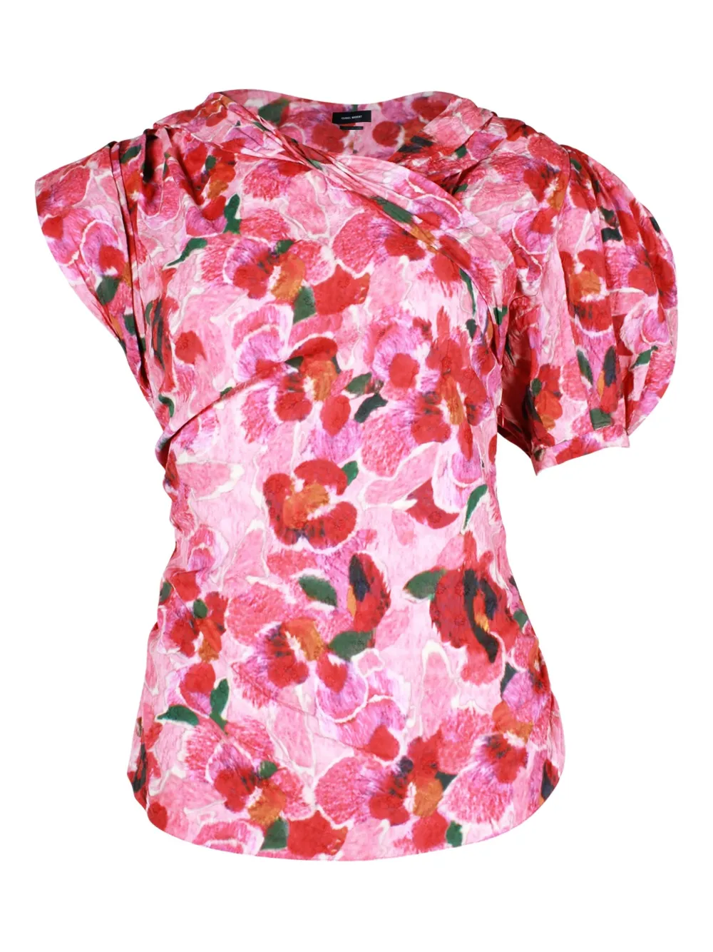 Isabel Marant Vintage asymmetric puff-sleeve blouse | Pink | Image 1