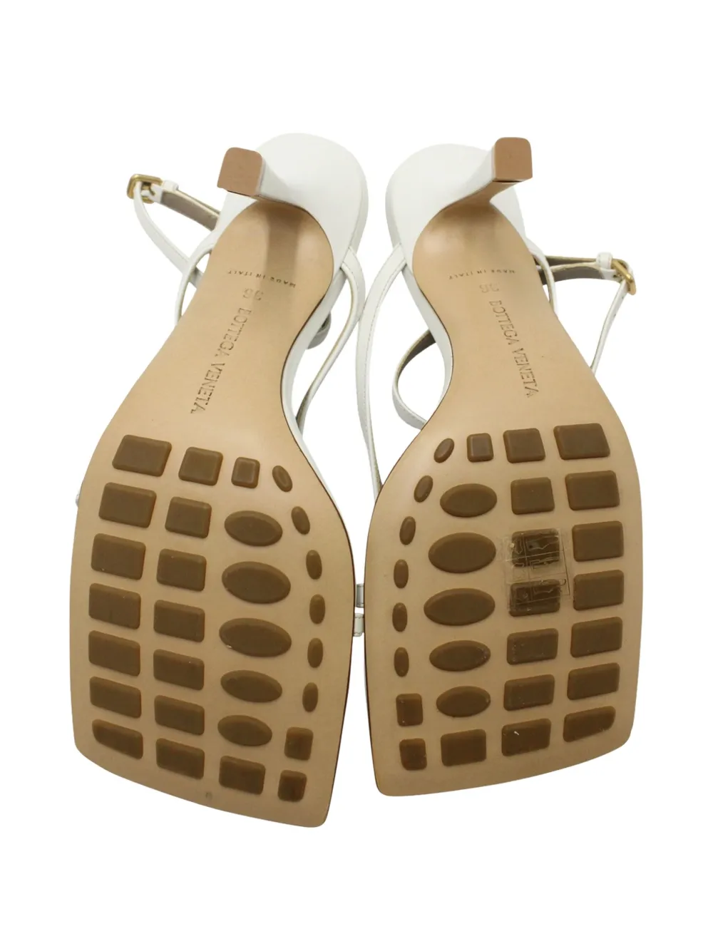 Pre-owned Bottega Veneta Stretch Leather Ankle-strap Sandals In White