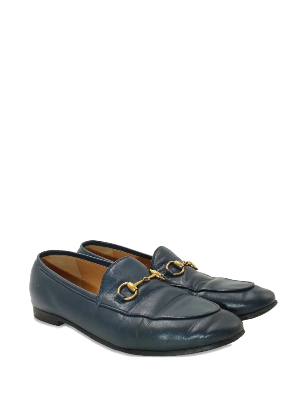 Pre-owned Gucci Horsebit Leather Loafers In Blue