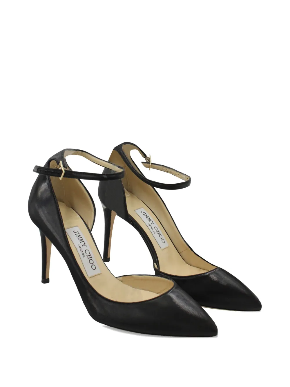 Jimmy Choo Pre-Owned 85mm Lucy pointed-toe ankle-strap pumps - Zwart