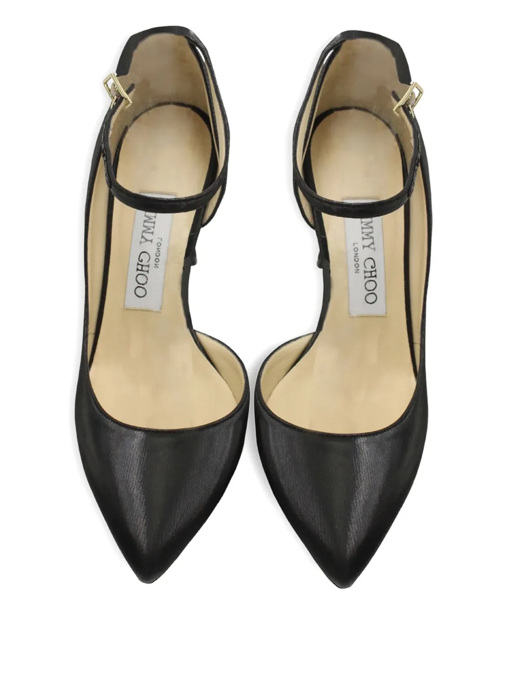 Pre-owned Jimmy Choo 85mm Lucy Pointed-toe Ankle-strap Pumps In Black