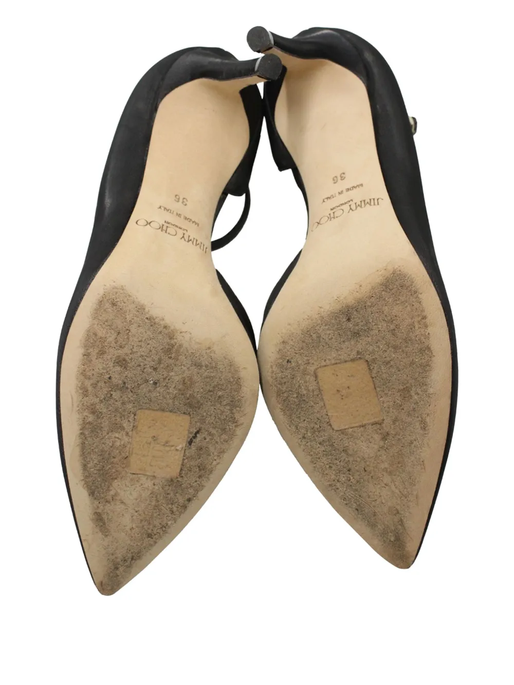 Pre-owned Jimmy Choo 85mm Lucy Pointed-toe Ankle-strap Pumps In Black