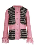 CHANEL Pre-Owned 2021-2022 Métiers d’art Runway tweed feather-trimmed blazer - Pink