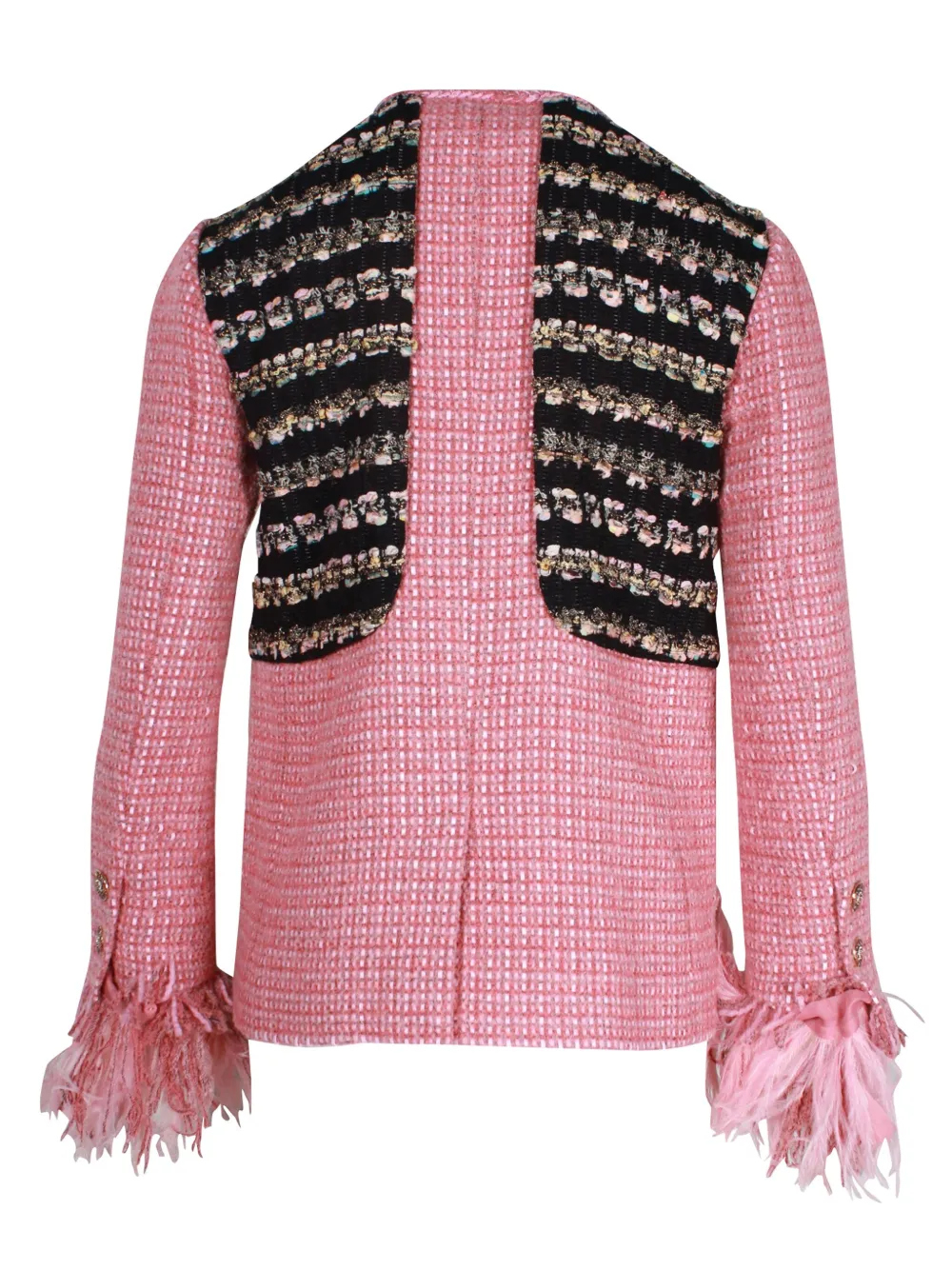 CHANEL Pre-Owned 2021-2022 Métiers d’art  Runway tweed feather-trimmed blazer | Image 2