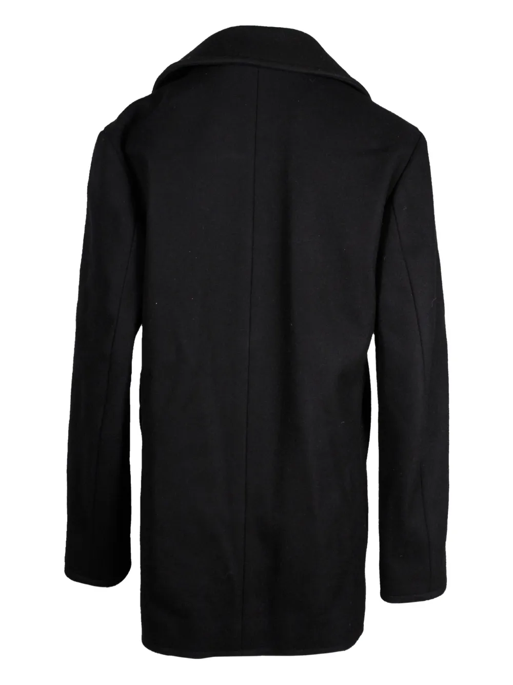 Pre-owned Saint Laurent Double-breasted Wool Peacoat In Black
