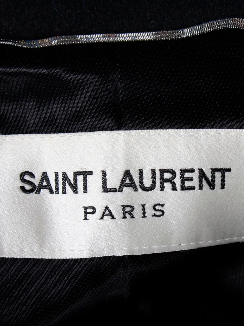 Pre-owned Saint Laurent Double-breasted Wool Peacoat In Black