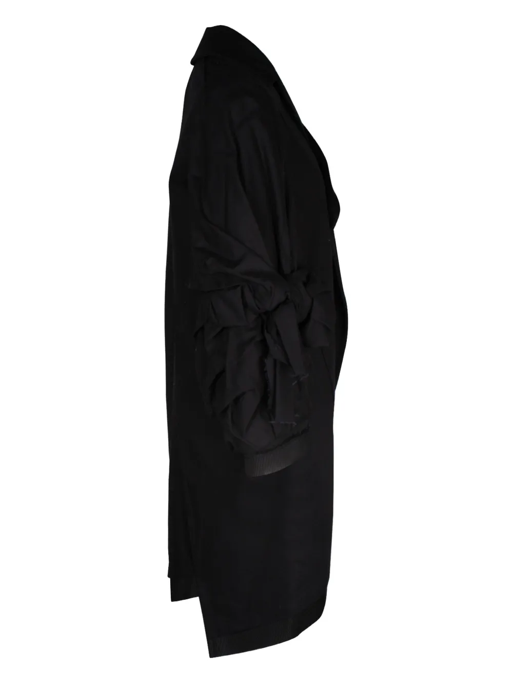 Pre-owned Comme Des Garçons Asymmetrical Ruffled-sleeve Coat In Black