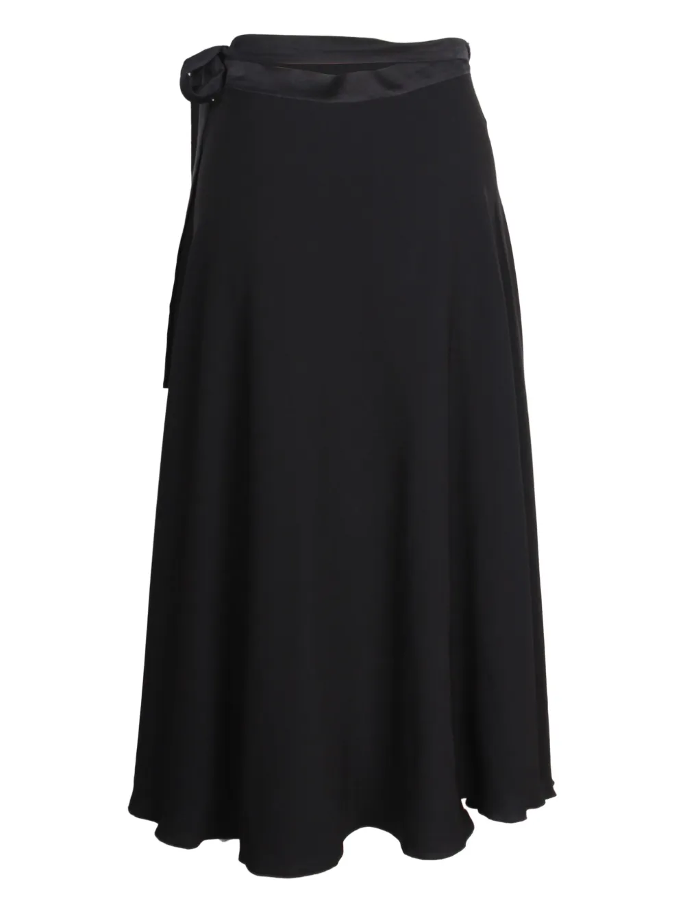 Pre-owned Max Mara Wrap Midi Skirt In Black
