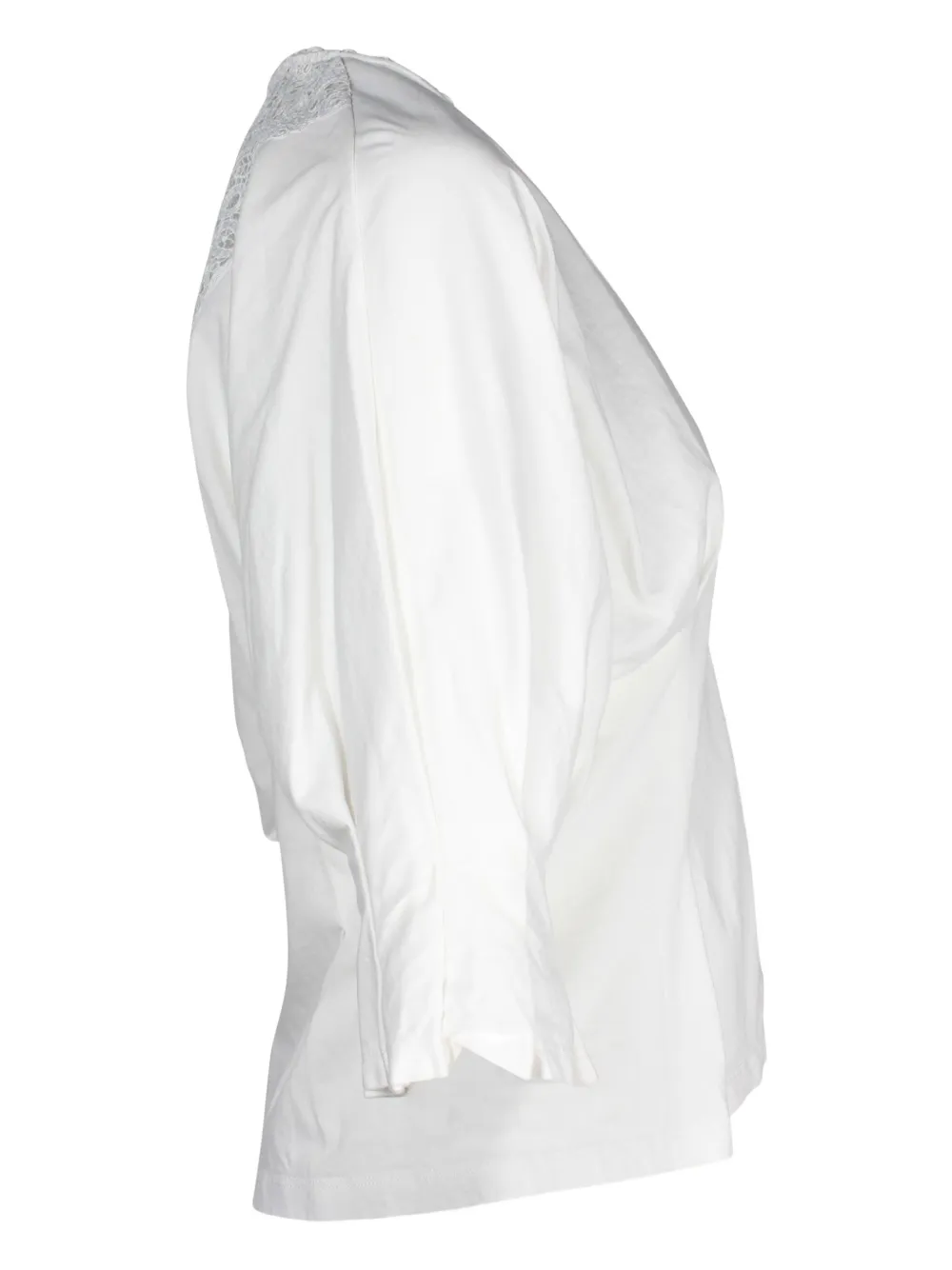 Pre-owned Sandro Lace-insert Dolman Blouse In White