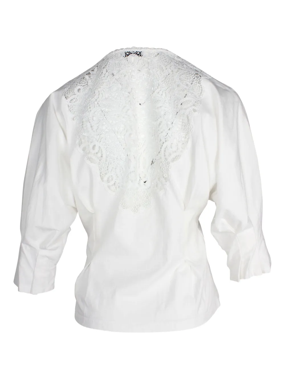 Pre-owned Sandro Lace-insert Dolman Blouse In White