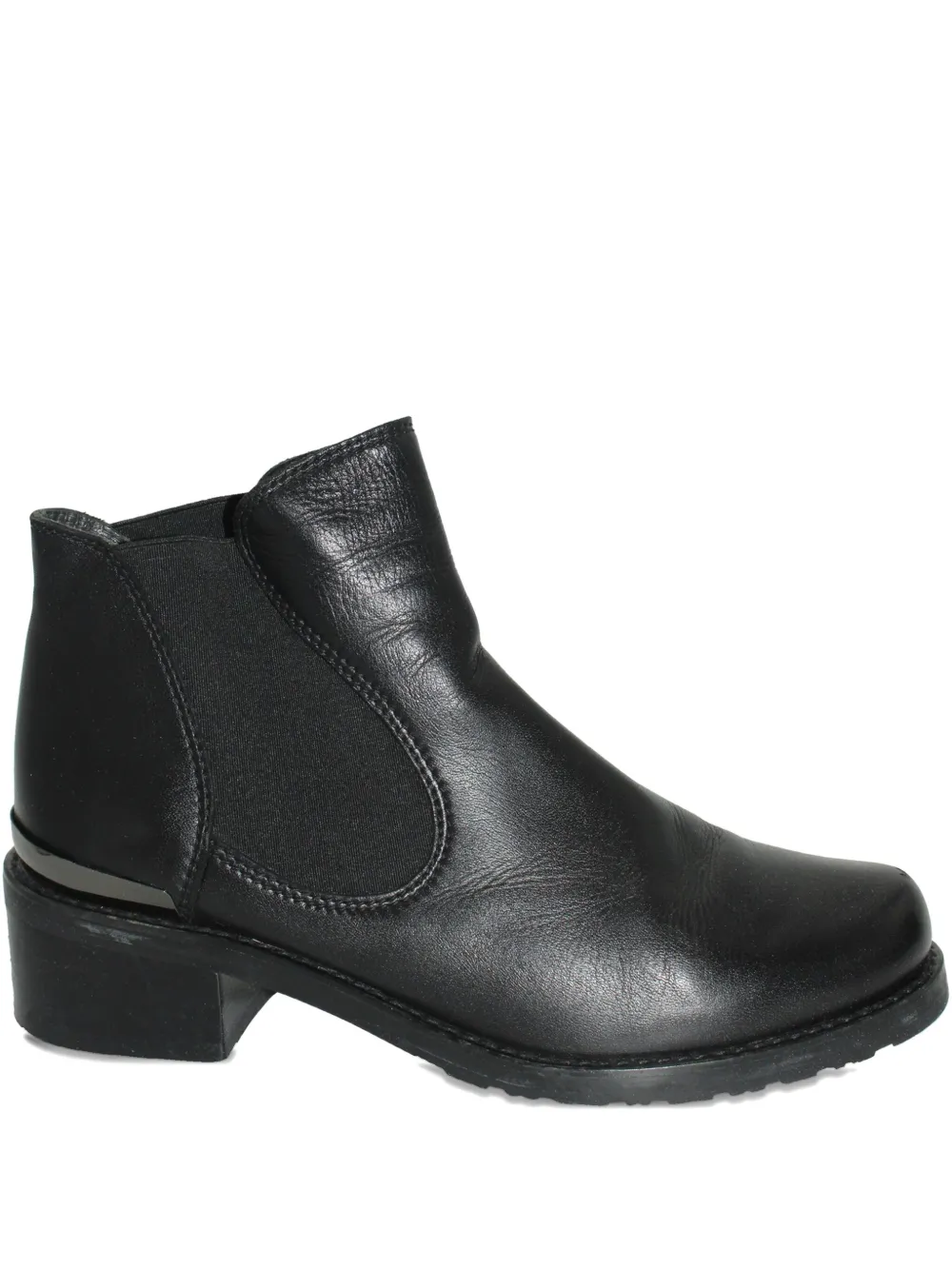 Pre-owned Stuart Weitzman Leather Elastic-panel Chelsea Boots In Black