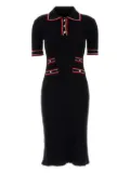 Alessandra Rich ribbed-knit polo-neck midi dress - Black