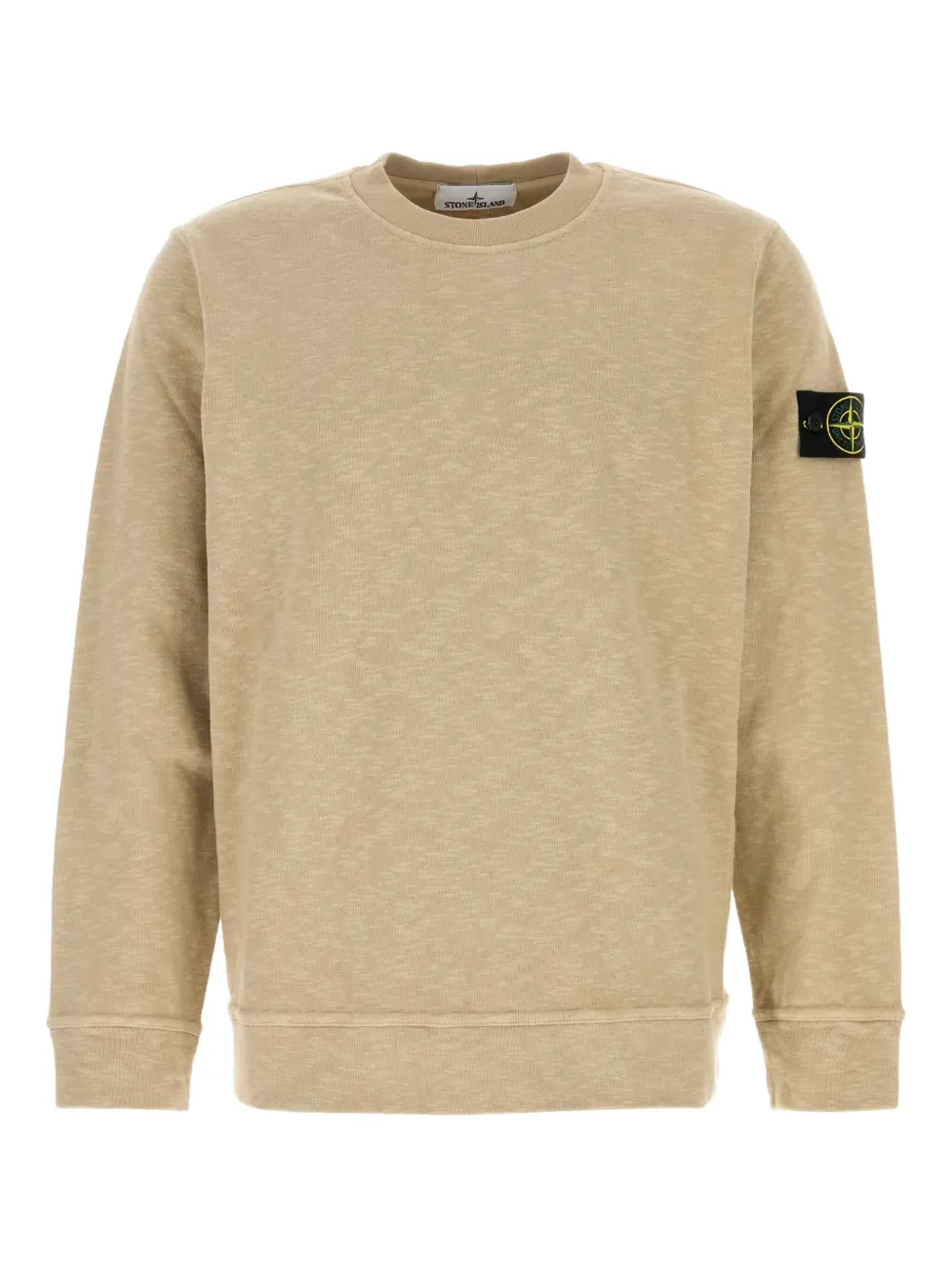 Stone Island Crew Neck Long Sleeve Sweatshirt With Ribbed Cuffs And Hem In Neutral