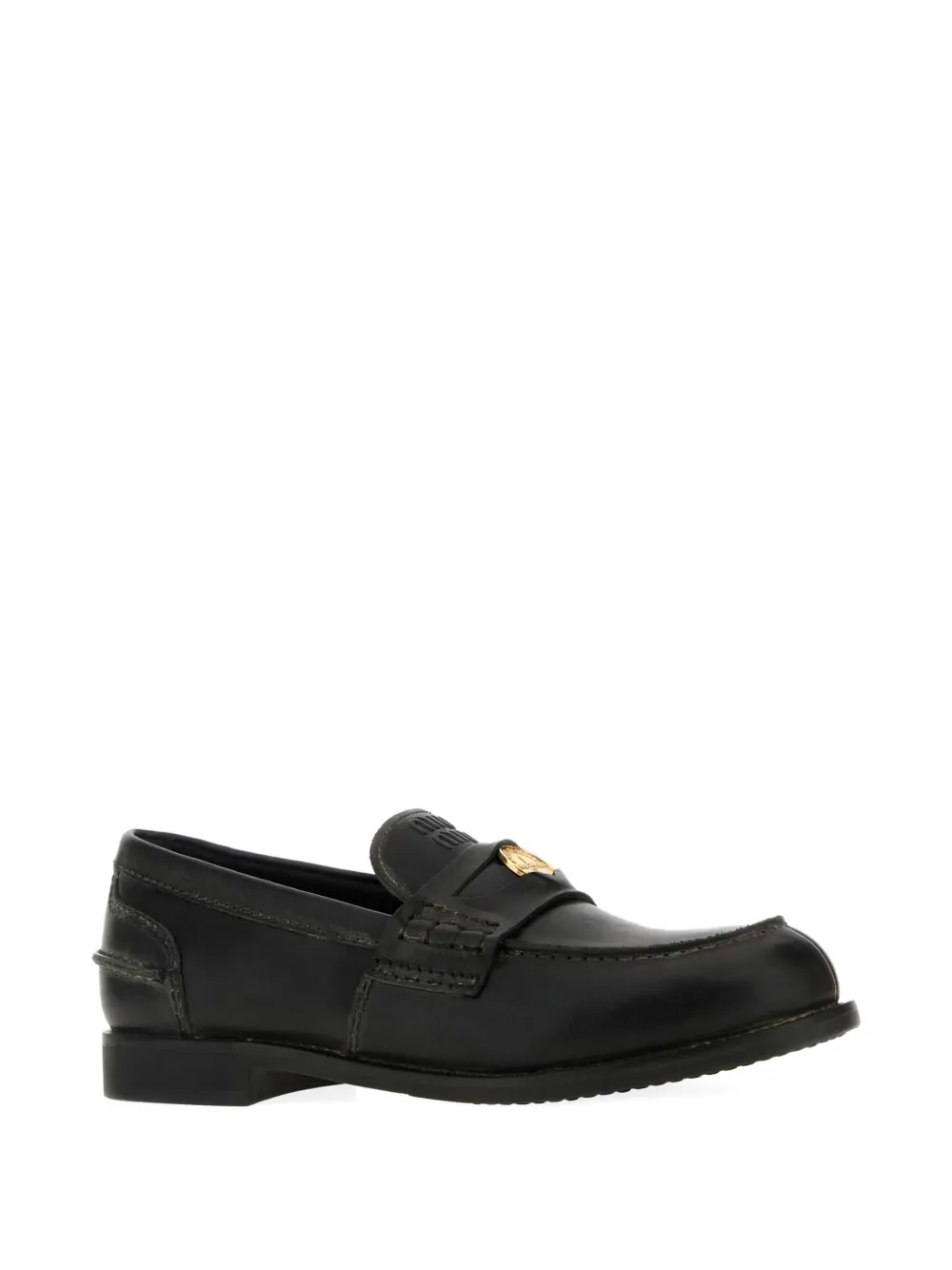 Miu Miu Leren penny loafers - Zwart