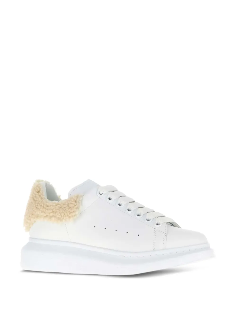 Alexander McQueen Lammy en leren sneakers - Wit