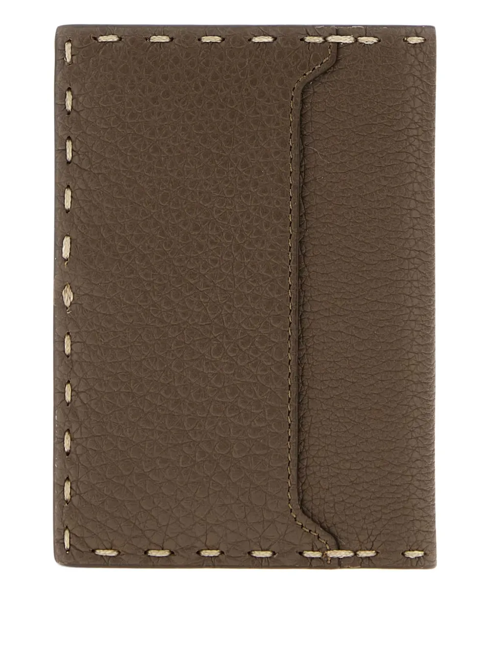 Fendi Selleria Leather-trimmed Cardholder In Brown
