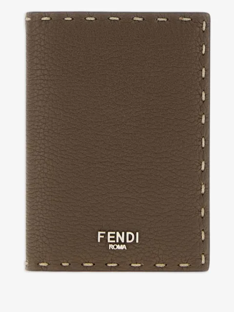 FENDI Selleria leather-trimmed cardholder