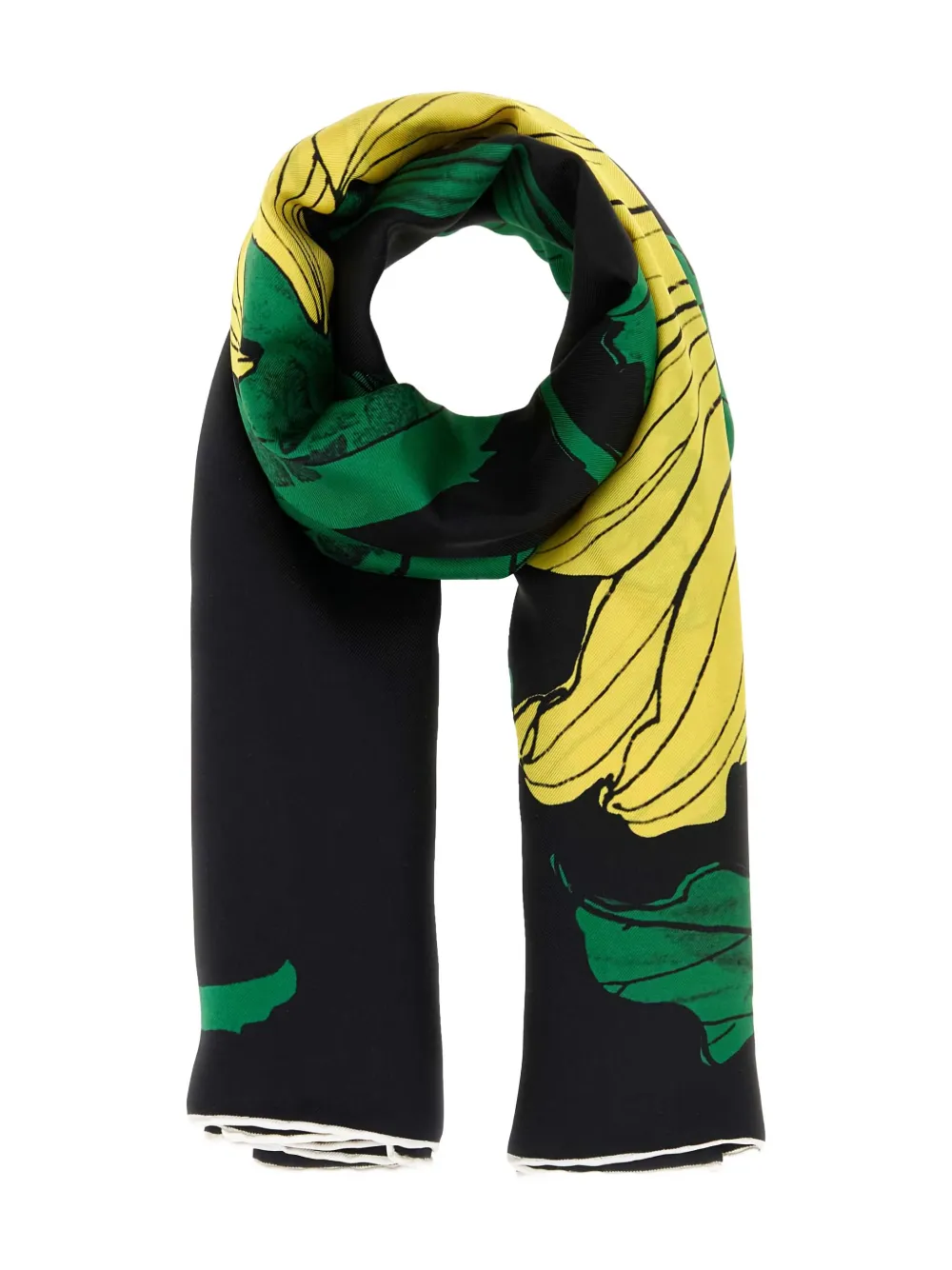 Alexander Mcqueen Floral Print Silk Scarf In Rectangular Shape In Multi