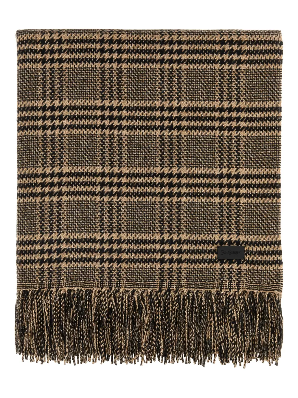 Saint Laurent checked fringed scarf - Brown