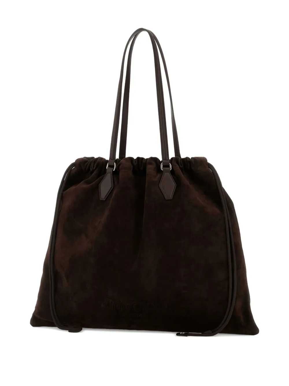Jimmy Choo Large Suede Drawstring Tote Bag In Brown