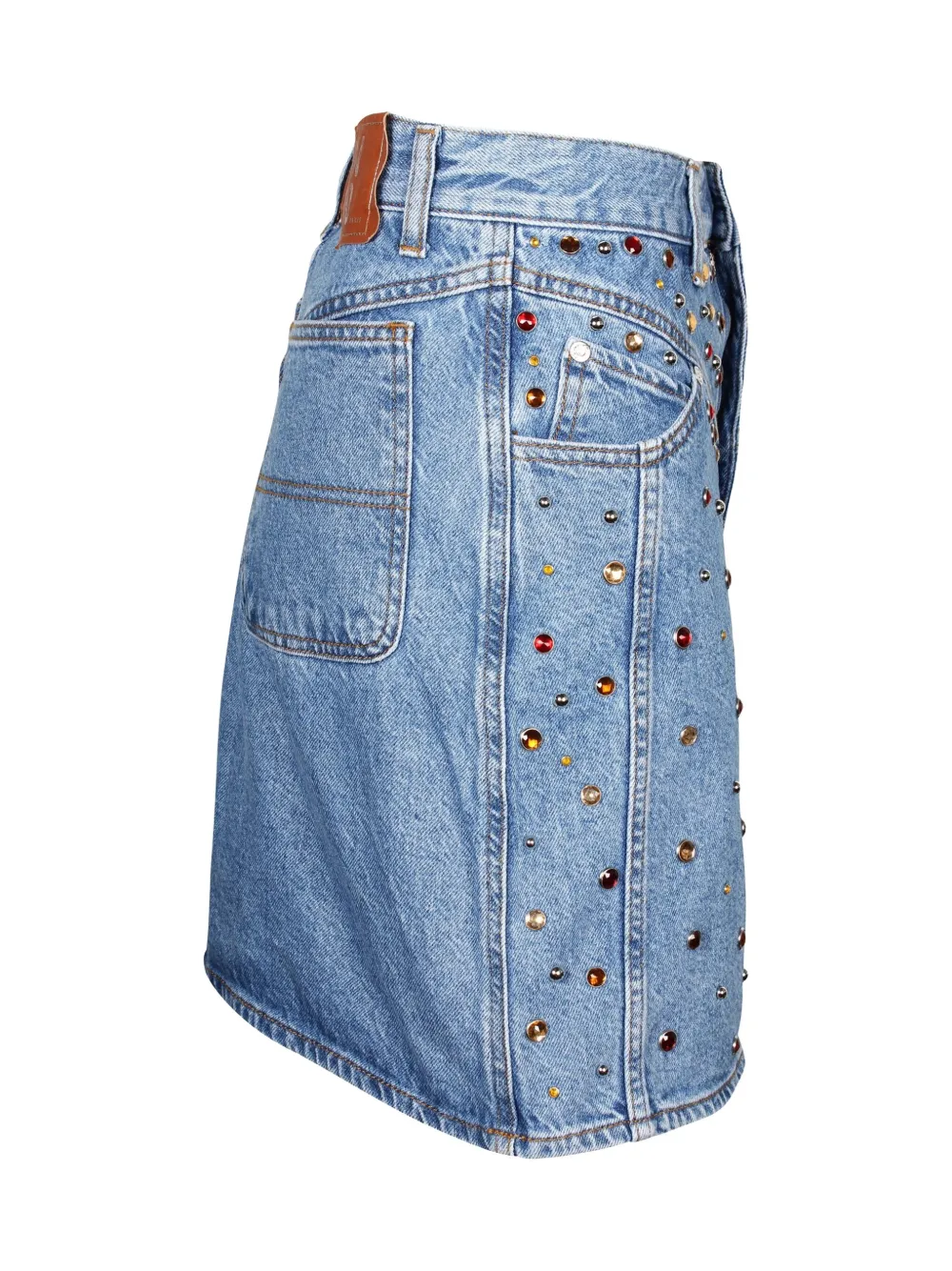SANDRO crystal-embellished denim skirt - Blauw