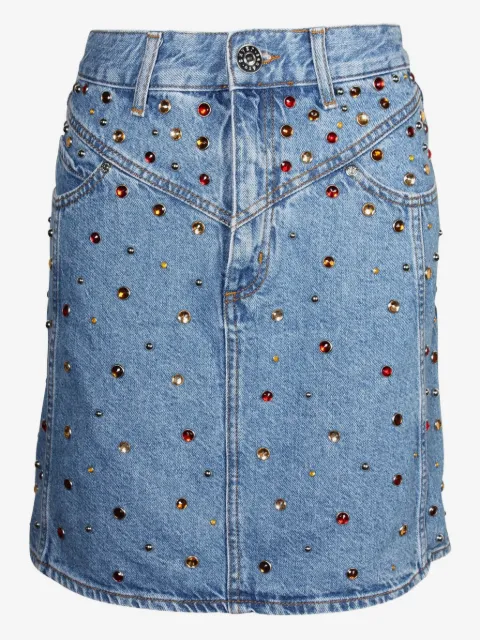 SANDRO crystal-embellished denim skirt