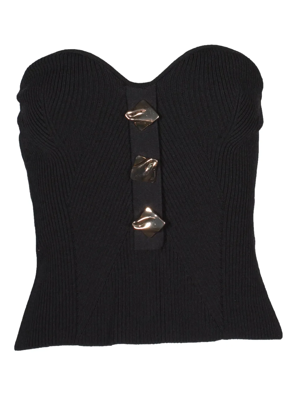 Self-Portrait ribbed strapless top | Black | Image 1