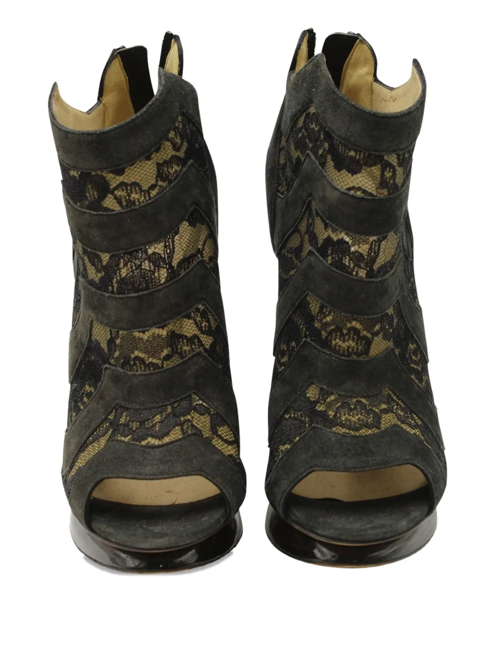 Pre-owned Nicholas Kirkwood Lace-panel Platform Boots In Black