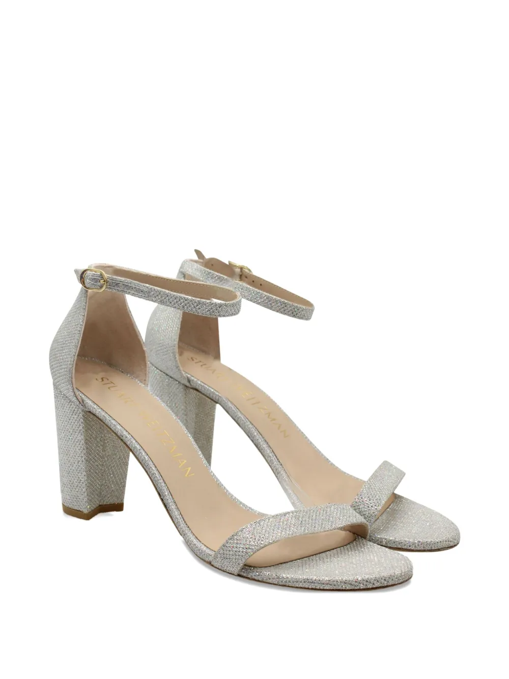 Stuart Weitzman Nearly Nude sandalen met glitter - Zilver