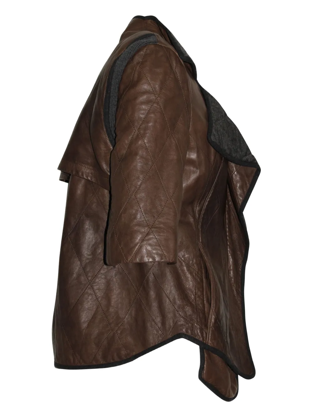 Pre-owned Marni Diamond-quilted Leather Jacket In Brown