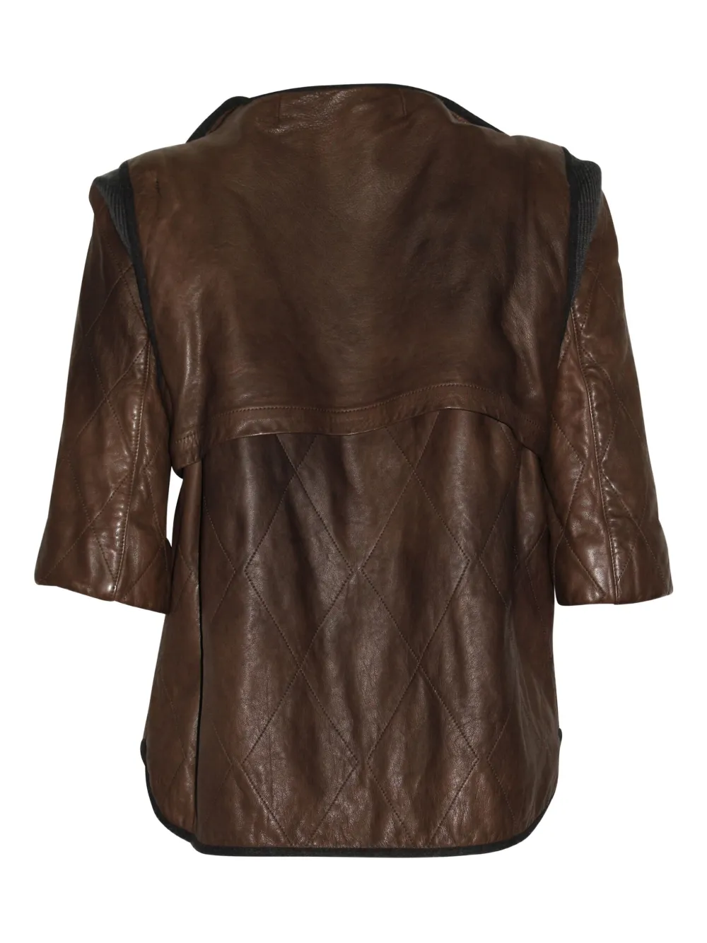 Pre-owned Marni Diamond-quilted Leather Jacket In Brown