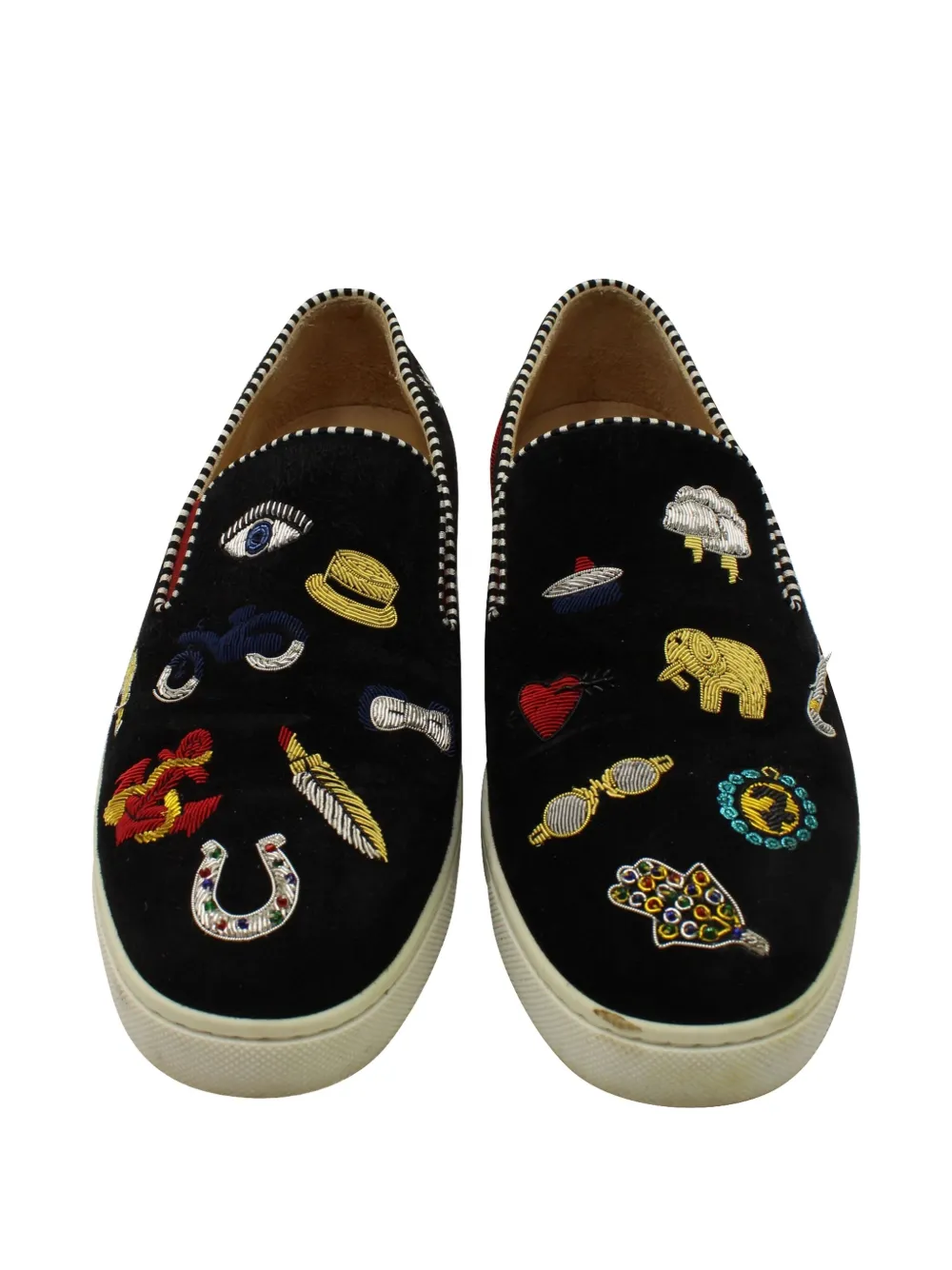 Christian Louboutin Pre-Owned suede slip-on sneakers - Zwart