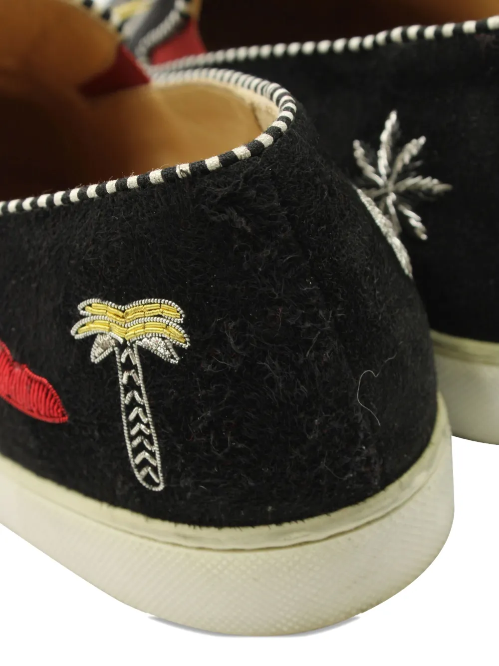 Pre-owned Christian Louboutin Suede Slip-on Sneakers In Black