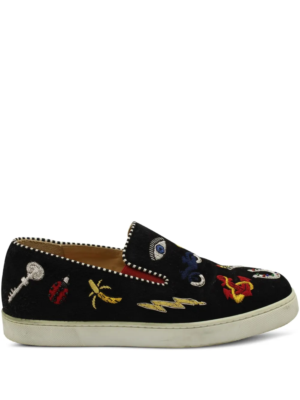 Christian Louboutin Pre-Owned スエード スリッポン スニーカー - ブラック Christian Louboutin Pre-Owned スエード スリッポン スニーカー - ブラック