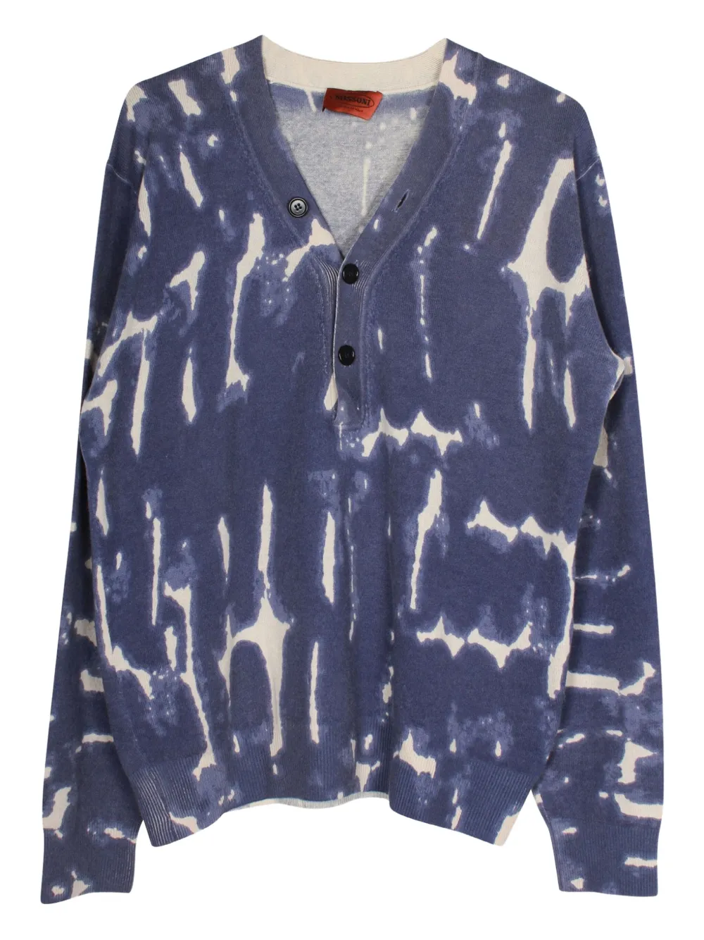 Missoni Pre-Owned سويت شيرت بتأثير مصبوغ وبرقبة V | أزرق | Image 1