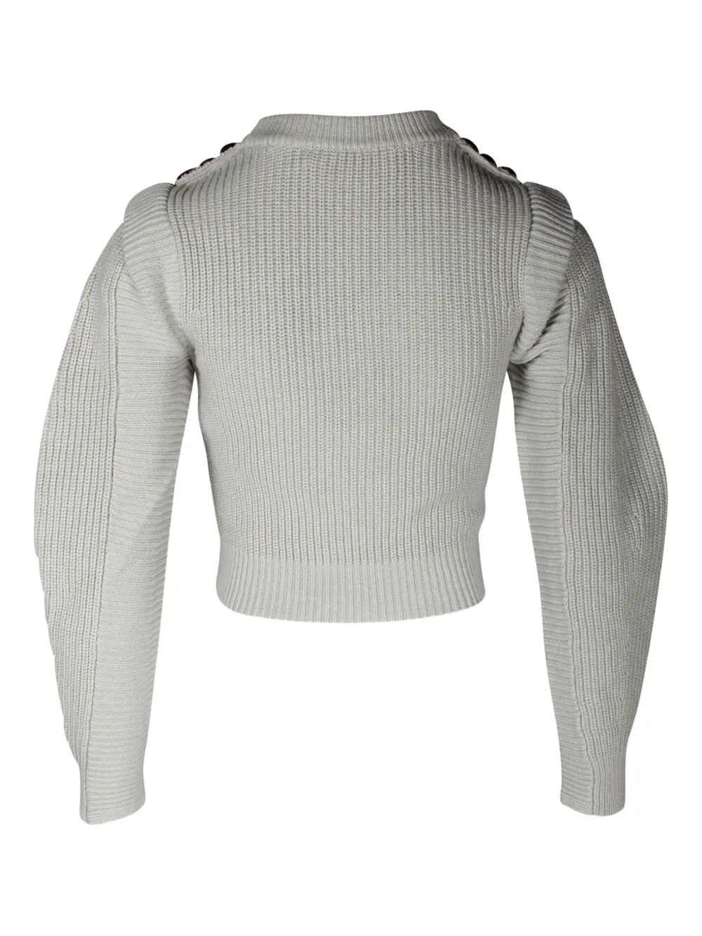 Pre-owned Self-portrait Lace-panel Button-embellished Sweater In Gray