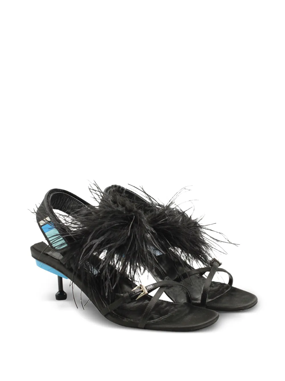 Prada Pre-Owned Leren slingback sandalen met hak - Zwart