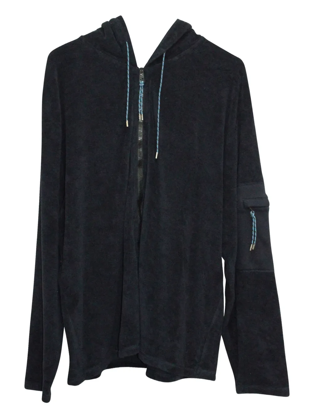 Loewe Pre-Owned patch-detail zip-up hoodie | Blue | Image 1