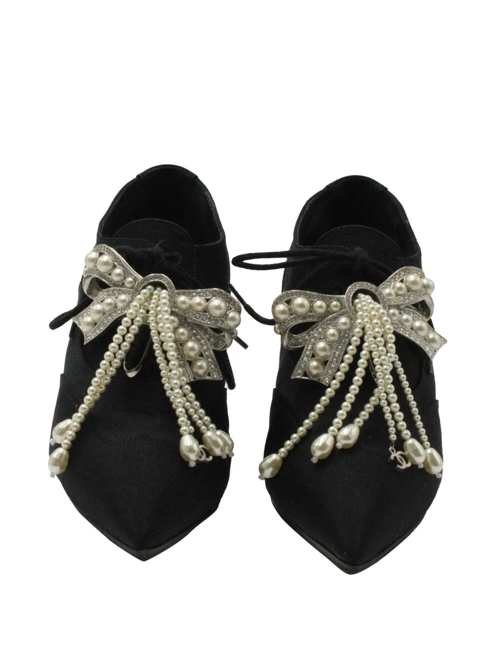 Pre-owned Chanel Velvet Lace-up Sandals In Black