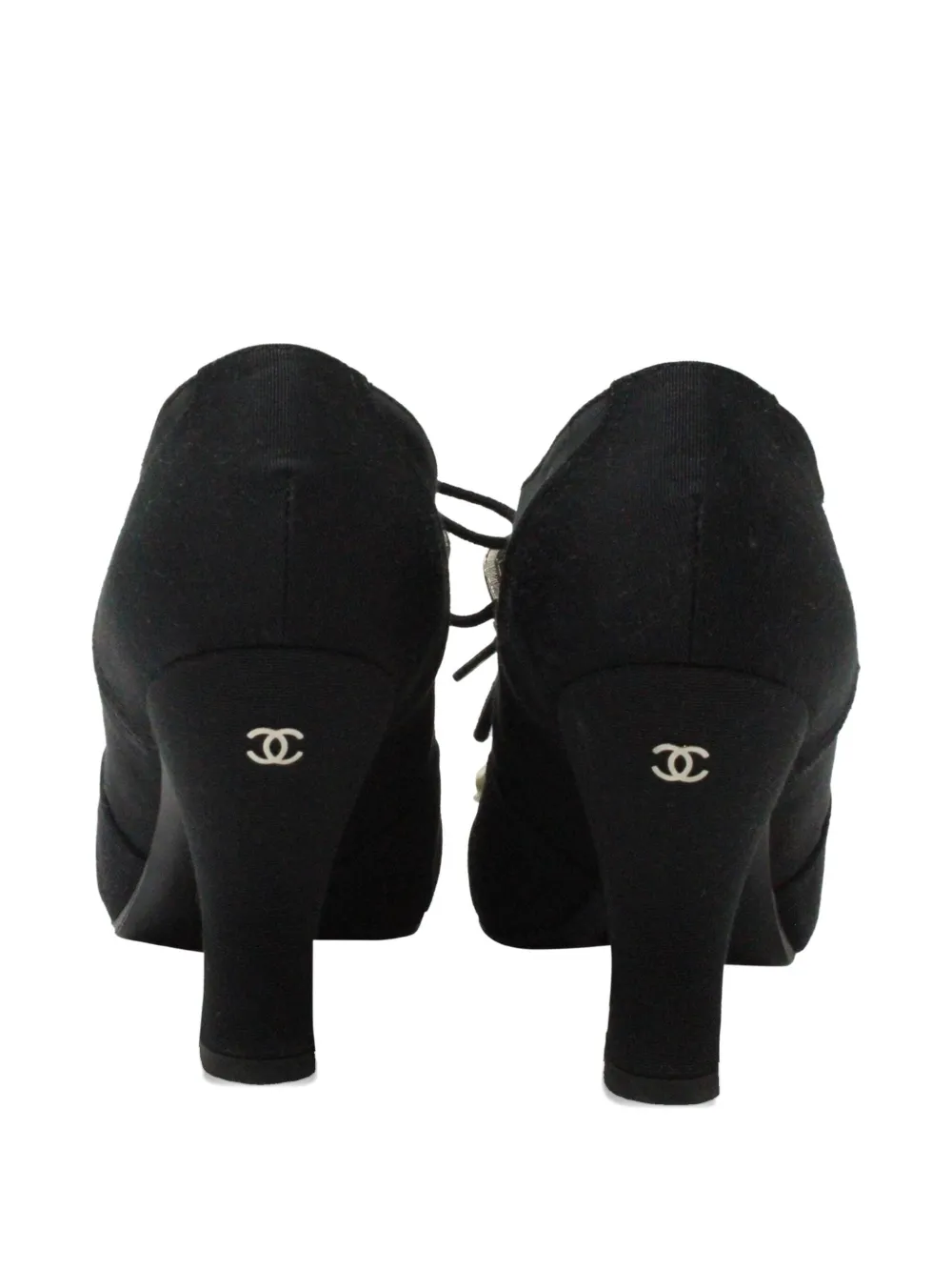 Pre-owned Chanel Velvet Lace-up Sandals In Black
