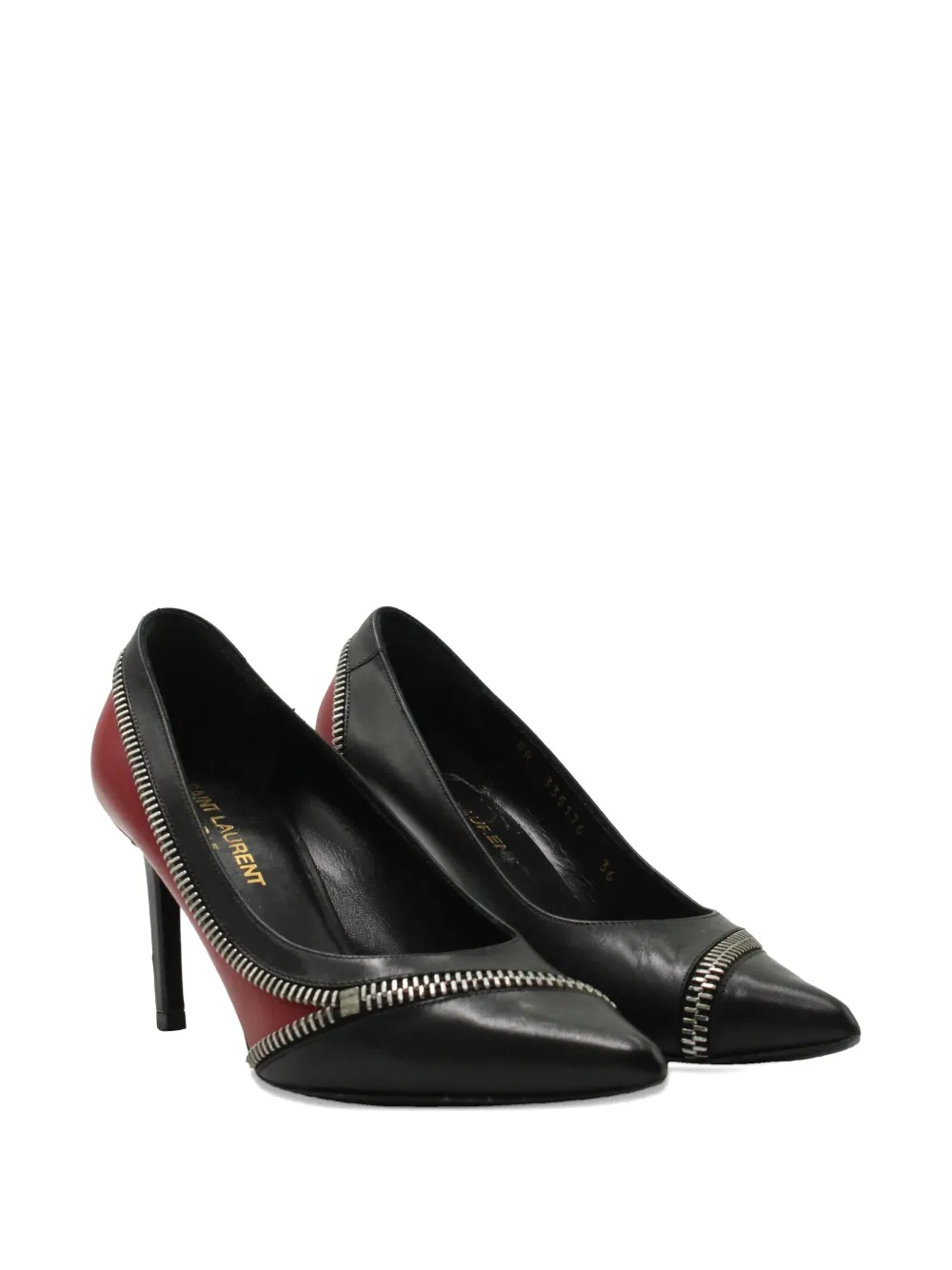 Saint Laurent Pre-Owned 80mm two-tone zipper detail pumps - Zwart
