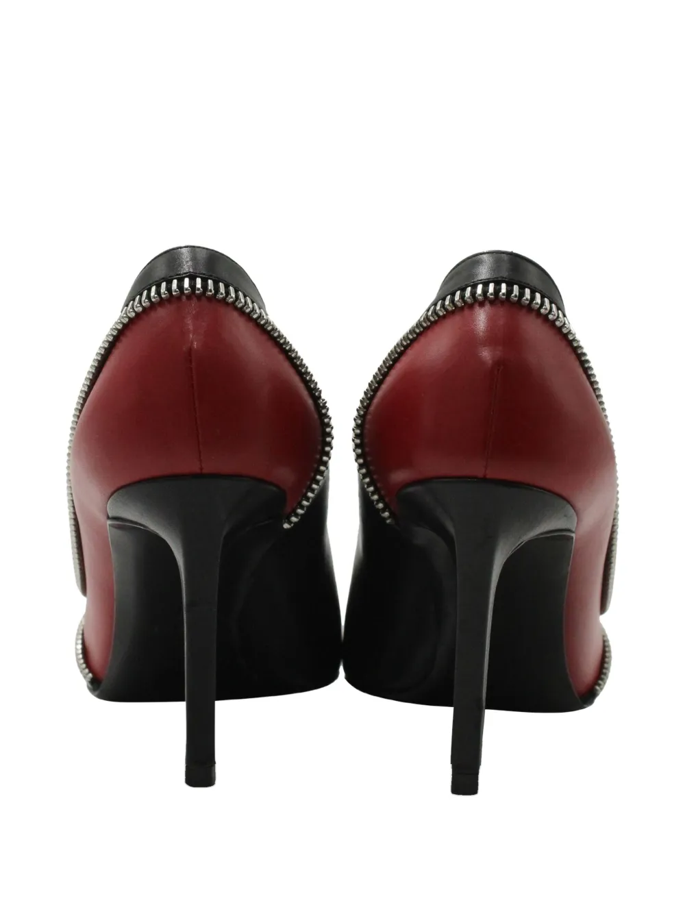 Pre-owned Saint Laurent 80mm Two-tone Zipper Detail Pumps In Black