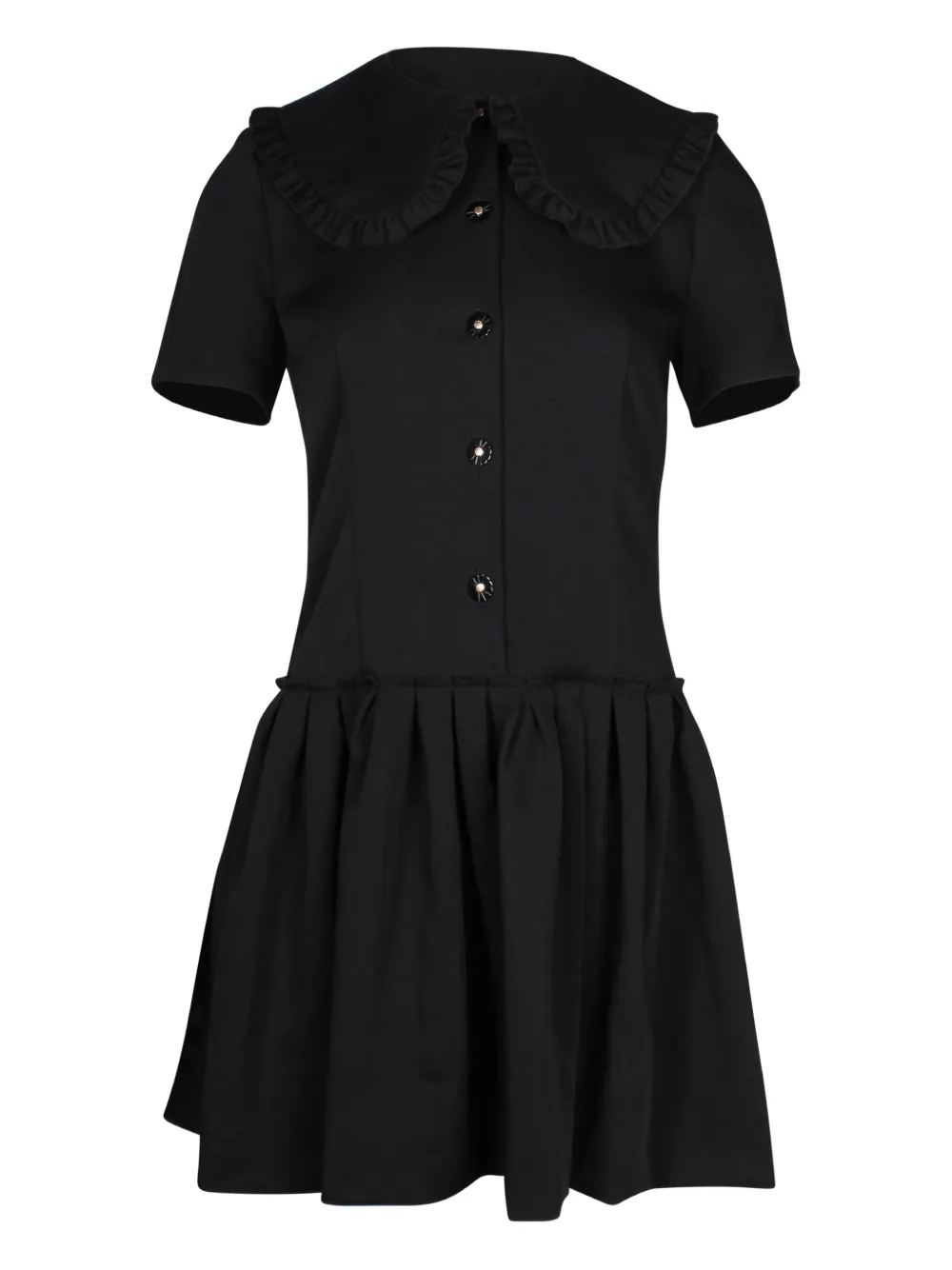 SANDRO Peter Pan collar pleated mini dress | Black | Image 1