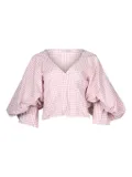 Caroline Constas gingham balloon-sleeve top - Pink