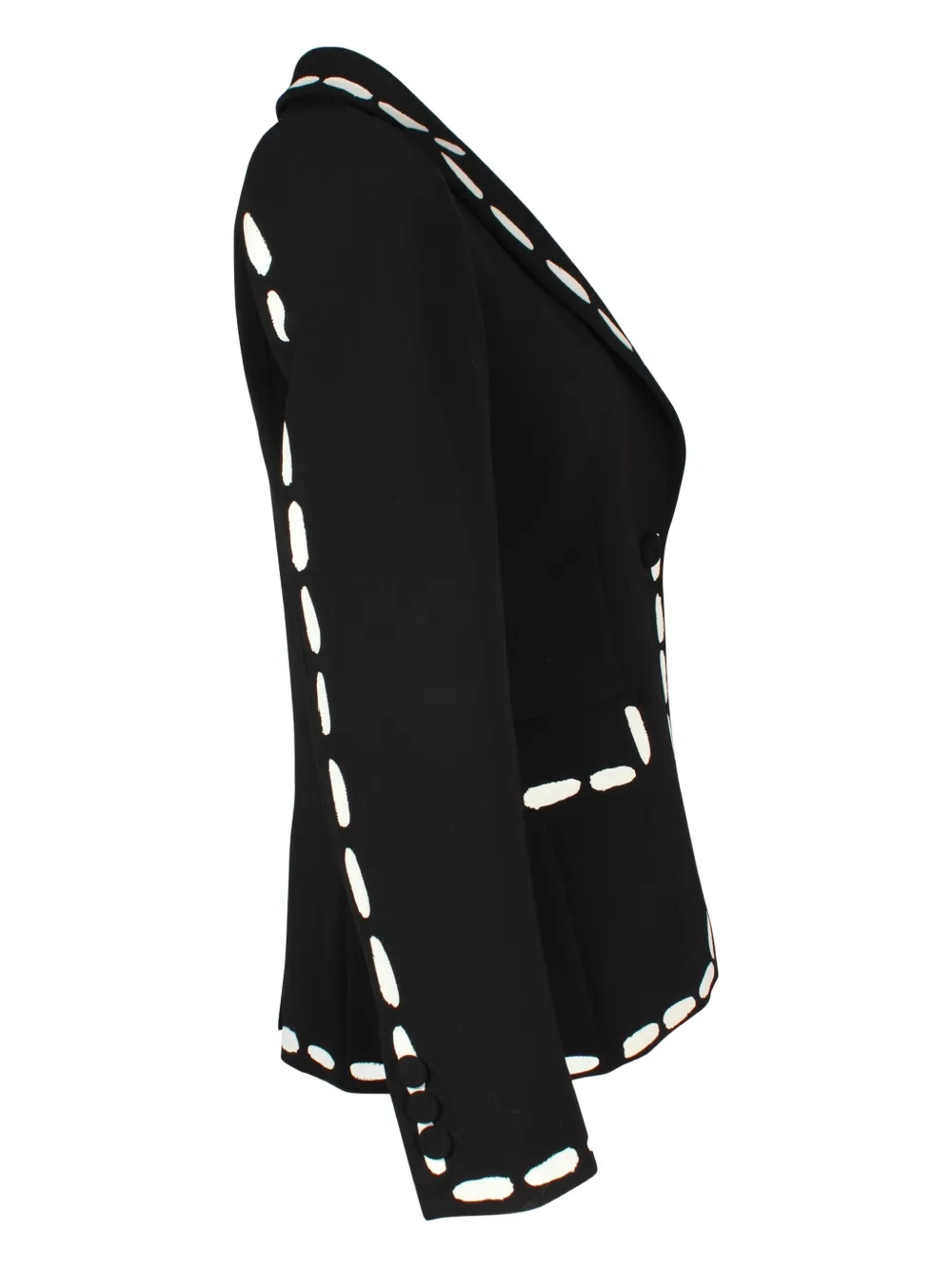 Pre-owned Moschino Painted-trim Cady Blazer In Black