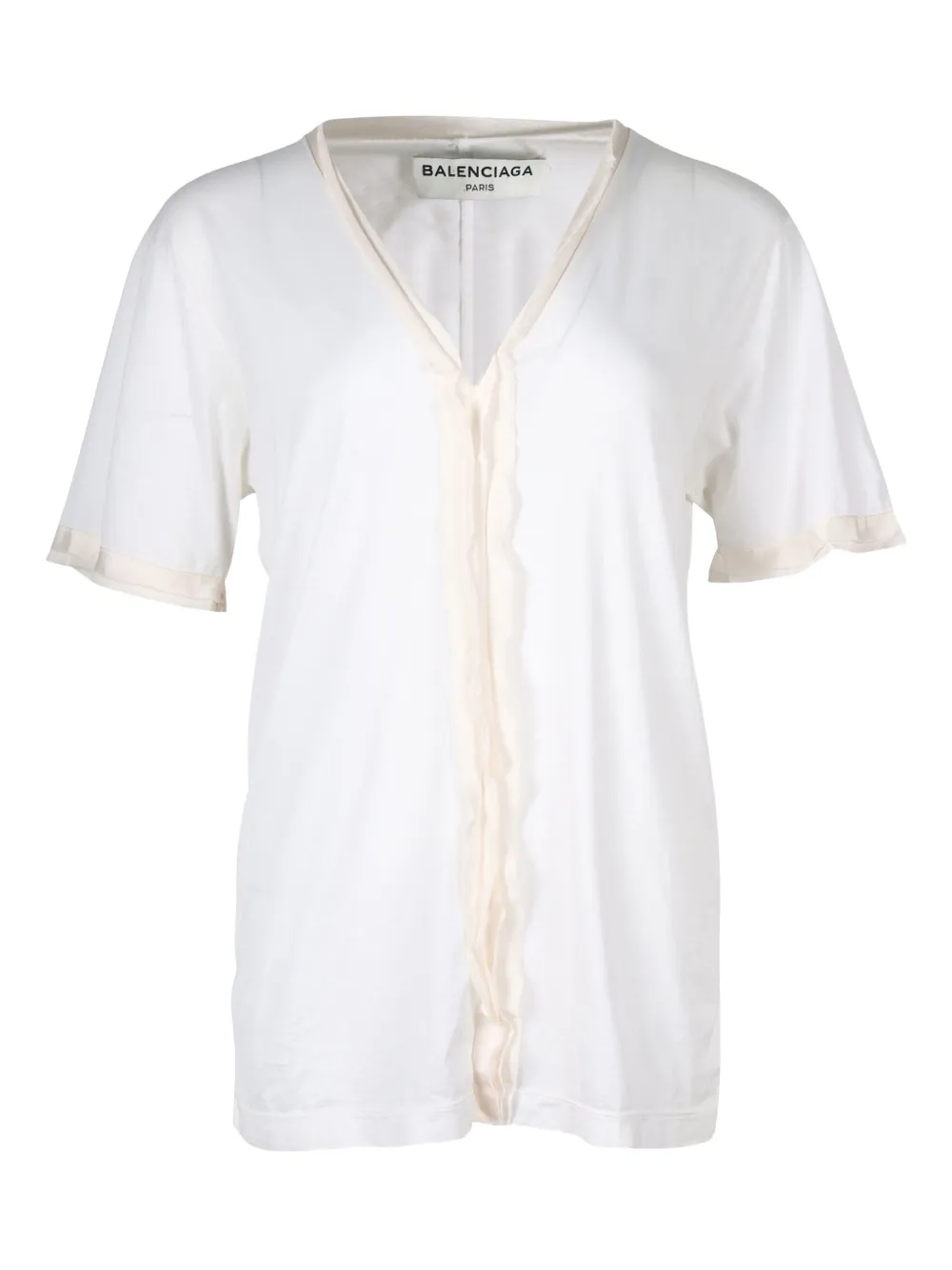 Balenciaga Pre-Owned fringe-trim V-neck top | White | Image 1