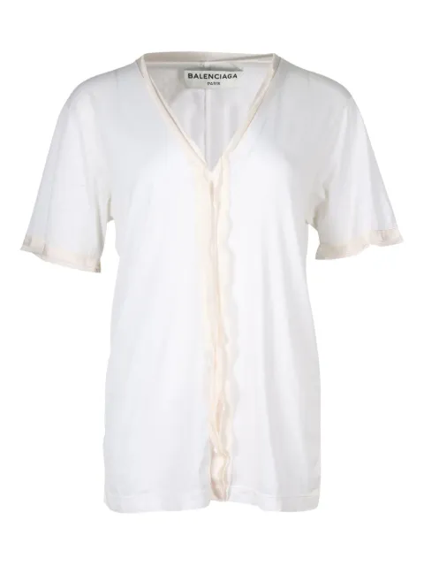 Balenciaga Pre-Owned fringe-trim V-neck top