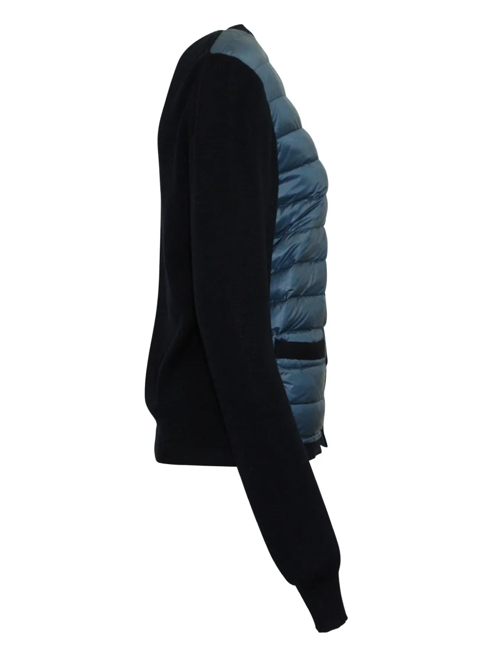 Pre-owned Moncler Vintage Quilted-panel Knit Jacket In Blue